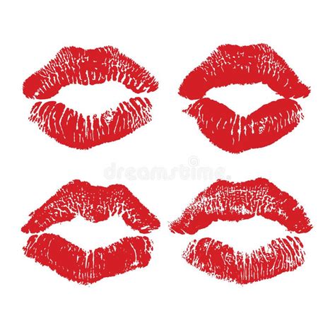 Lipstick Kiss Isolated On White Lips Set Design Element Stock Vector Illustration Of Brush