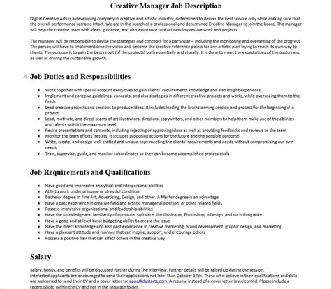 Creative Manager Job Description Mous Syusa