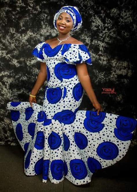 Royal Blue And White Ankara Dress African Wax African Party Dress African Dress For Women