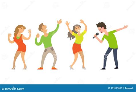 People Dancing Singing Character Artist Vector Stock Vector Illustration Of Happy Artist