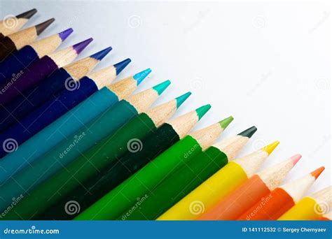 Colored Sharpener Pencils Macro Shot Of Many Color Pencils Stock