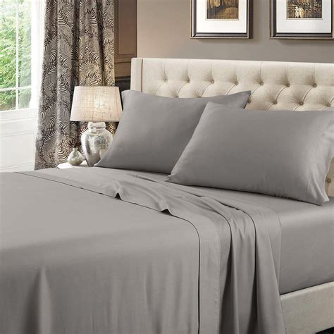 Royal Tradition Thread Count Gray Blue Off White Multi Color Cotton Sateen Woven Sheet