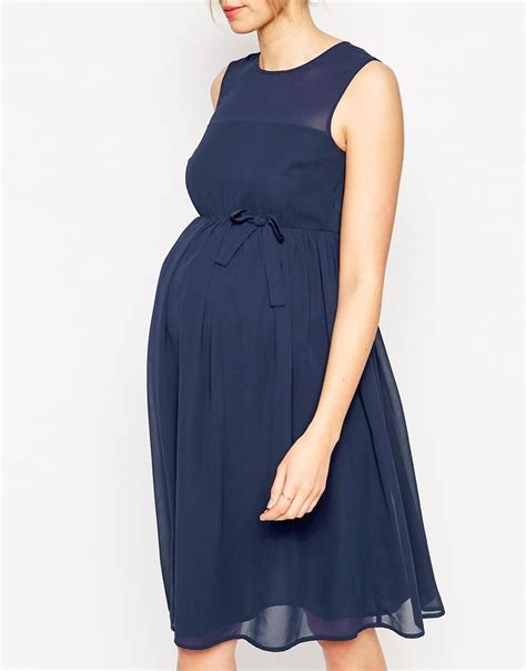 Asos Maternity Chiffon Skater Dress With Bow Detail At Schwangere Mode