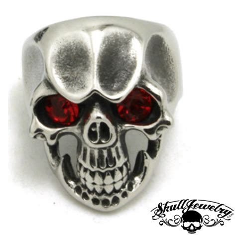 Ruby Tuesday Skull Ring With Red Gem Stone Eyes 246