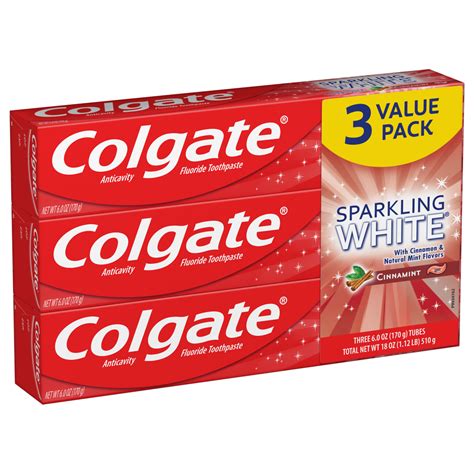 Colgate Sparkling White Cinnamint 6 Oz Toothpaste 3 Pack