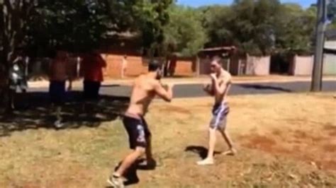 Street Fighting Men Alarming Footage Of Two Shirtless Men Having A Biff In The Middle Of A