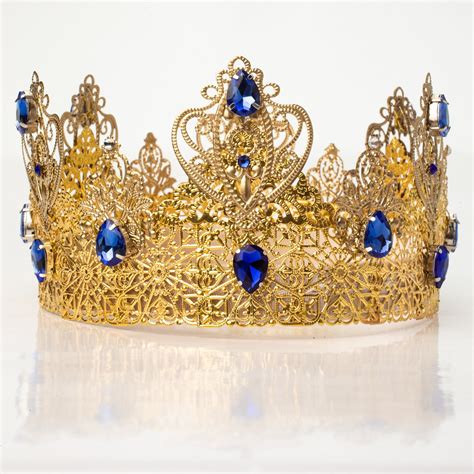 Gold Sapphire Mens Crown Wedding Mens Crown King Crown Etsy Australia