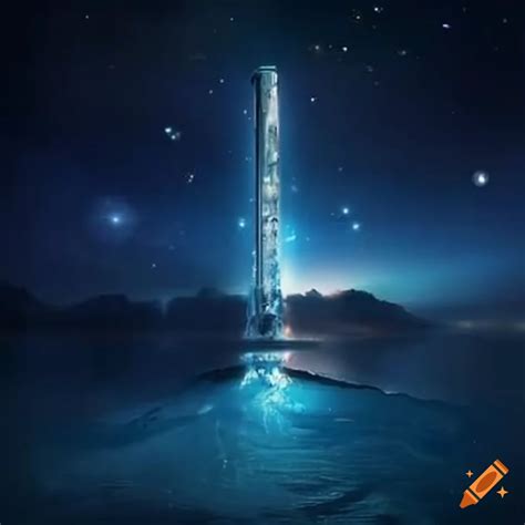 Concept Art Of A Space Elevator Rising From The Ocean