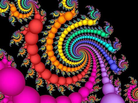 T Of Pearls Rainbow Abstract Art Spiral Fractal