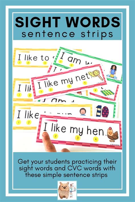 The write the word on the line. Sight Words / CVC Words Sentence Strips | Sentence strips ...