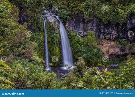Dawson Falls Waterfall On The Slopes Of Mount Taranaki Volcano In The