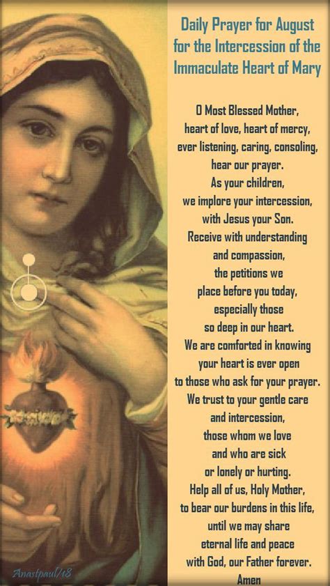 Devotion For August The Immaculate Heart Of Mary Prayers To Mary
