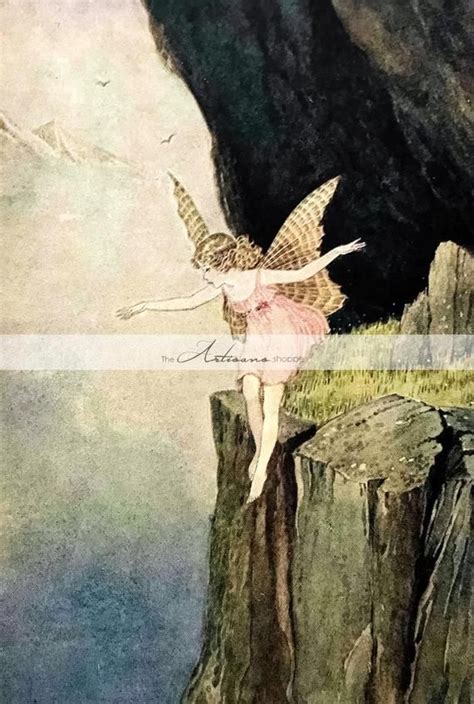 An Illustration Of A Fairy Flying Over A Cliff
