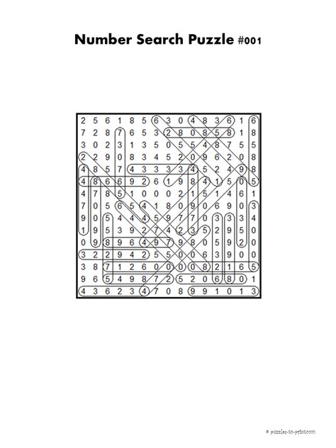 Free printable number crossword puzzle with solution. Number Search Puzzles to Print
