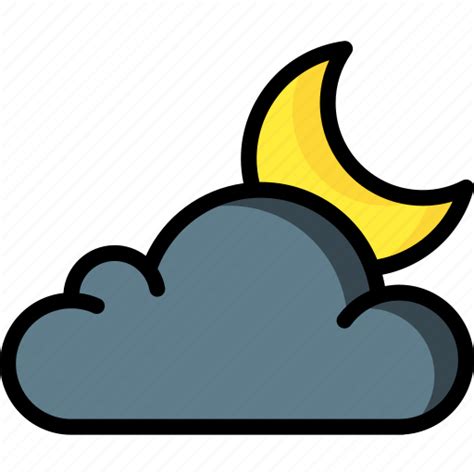 Cloudy Moon Night Weather Icon Download On Iconfinder