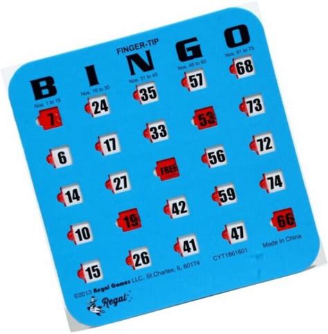 Regal Games 25 Blue Fingertip Shutter Slide Bingo Cards For Sale Online