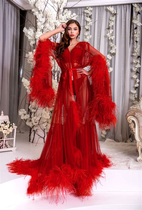 serena ivory ostrich feather robe luxury boudoir dressing gown harlow fox ph