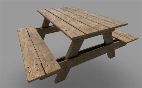 D Model Picnic Table Vr Ar Low Poly Cgtrader