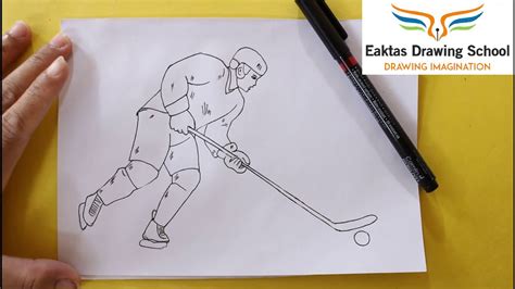 How To Draw A Hockey Player In Action Youtube