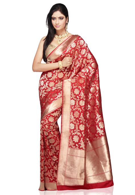 Handloom Pure Banarasi Silk Saree In Red Snea120
