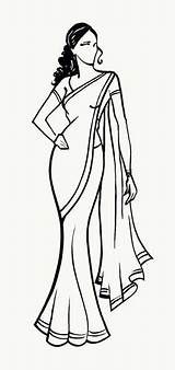 Saree Clipart Indian Coloring Drawing Girl Sari Pages Illustration Fashion Zarilane Sketches Drawings Sketch Cliparts Girls Dress Woman Flat Cartoon sketch template