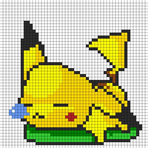 Sleepy Pikachu Kandi Pattern Pixel Art Pikachu Pixel Art Pokemon