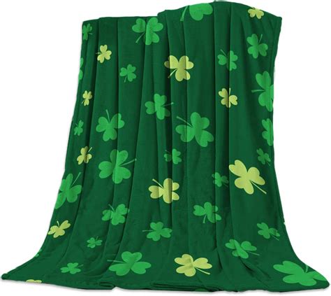 St Patricks Day Flannel Blankets Leaf Bla Throw Lucky Shamrock Max 87 Off