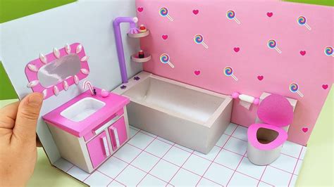 Diy Miniature Cardboard House Making Mini Bathroom Youtube
