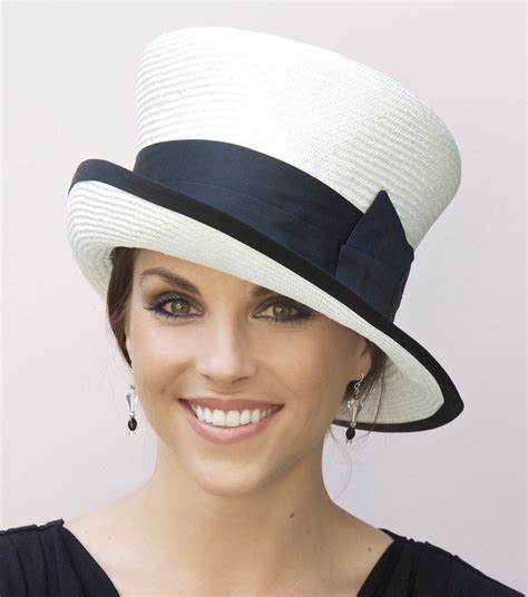 Wedding Hat Church Hat Ladies Black And White Hat Derby Hat Navy And