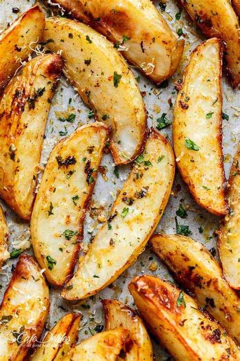 A super easy, frugal and healthy recipe that comes out perfectly roasted and crispy every time! Baked Potato Wedges Basil Olive Oil Recipe - Sonoma Farm
