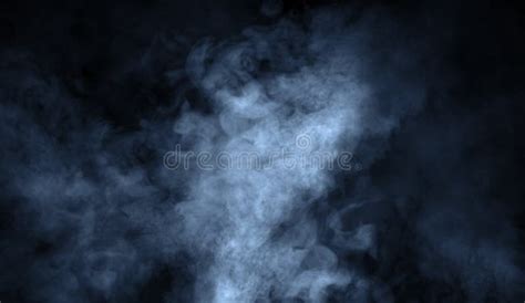 Blur Blue Smoke On Isolated Black Backgroind Misty Texture Stock
