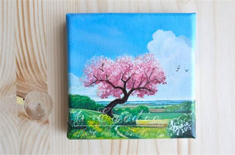 Alberi da viali dai fiori profumatissimi; Articoli simili a Mini dipinto ad olio con albero di ciliegio in fiore Dipinto primavera in ...