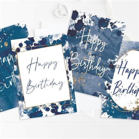 Unisex Pack Of 4 Birthday Cards Male A6 Happy Birthday Blank Etsy Uk