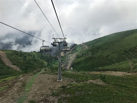 The Cable Car In Caucasus Mountains Sochi Area Roza Khutor Russia