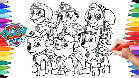 Paw Patrol Coloring Book How To Draw Paw Pups For Kids Chase