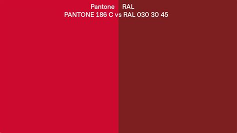 Pantone 186 C Vs Ral Ral 030 30 45 Side By Side Comparison