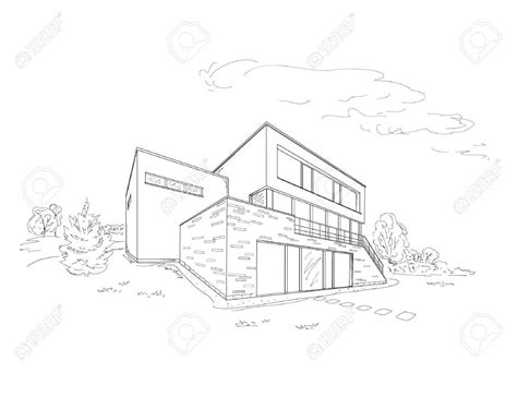 Modern House Drawing Outline Img Bachue