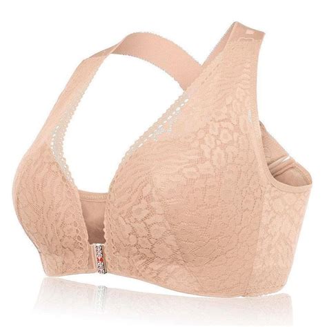 Plus Size Wireless Front Closure Widen Criss Cross Straps Support Back Lace Bras Lace Bra