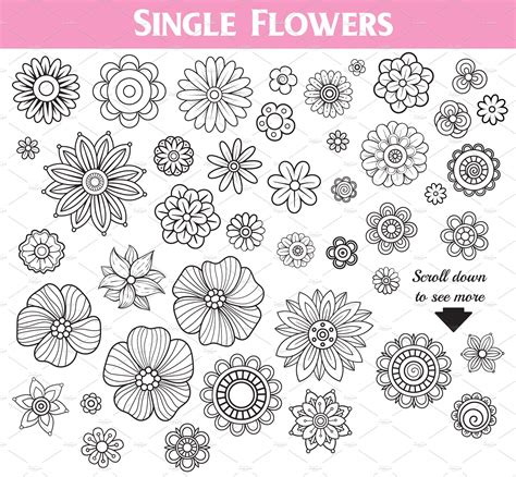 Floral Doodles Collection 꽃그림 패턴 드로잉