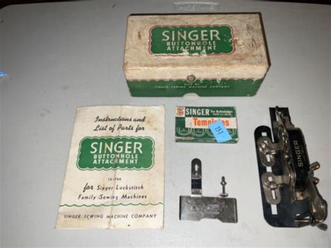Vintage 1940s Singer Buttonhole Attachment 121795 Complete Box Manual