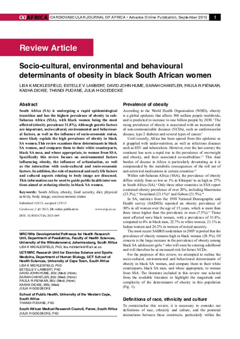 Pdf Socio Cultural Environmental And Behavioural Determinants Of