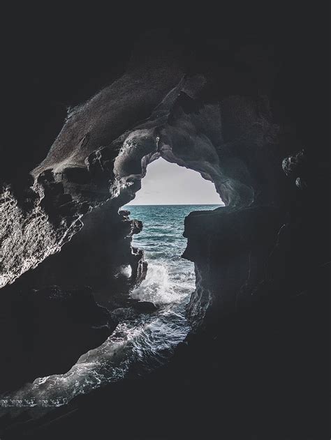 1179x2556px Free Download Hd Wallpaper Gray Cave Near Body Of