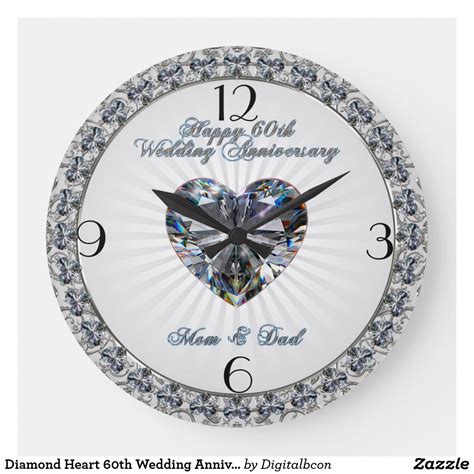 Diamond Heart Th Wedding Anniversary Clock Zazzle Com Wedding