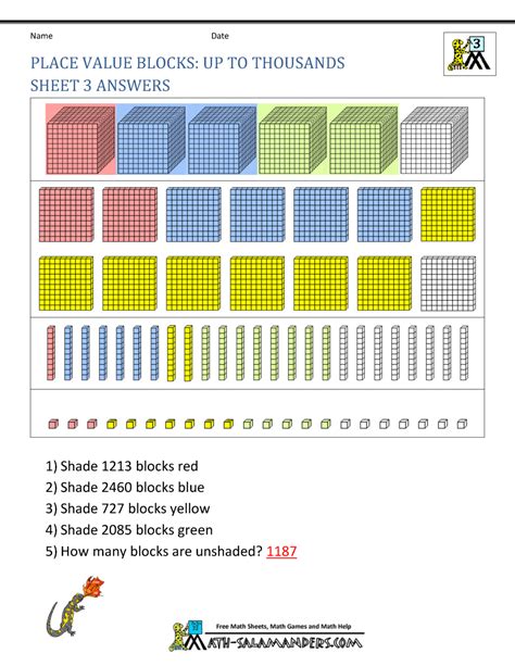 Color The Correct Number Of Blocks In Using Your Place Value Up To