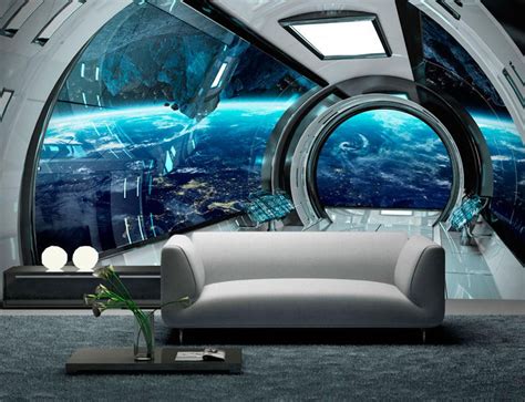 Wall Mural Sci Fi Photo Art Removable Wall Mural Futuristic Etsy Uk