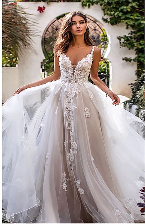 lorie a line wedding dress 3d flowers spaghetti strap bride dress 2019 backless princ