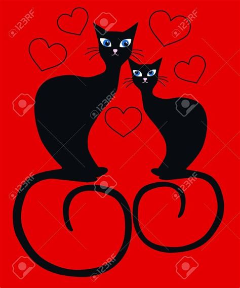 Two Cats In Love Stock Vector 16401083 Cat Love Cats Vector Art