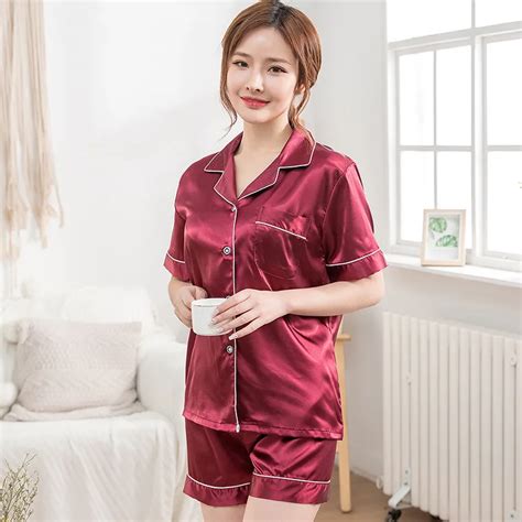 hsz h600 two piece sets girl satin silk sleepwear luxury pajamas pants women cozy nightwear for