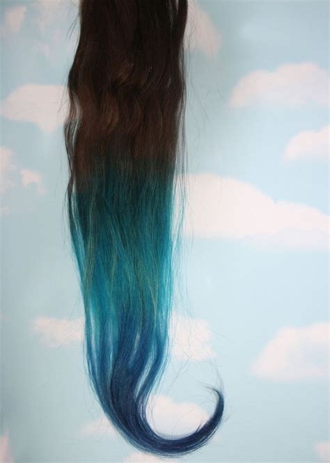 Turquoise Blue Tip Dyed Hair Extensions Dark Brownblack