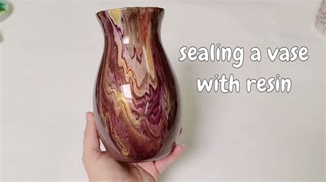 Sealing An Acrylic Pour On A Vase With Resin Easy Youtube